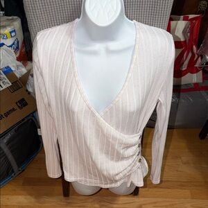 White Wrap Top with Button Detail